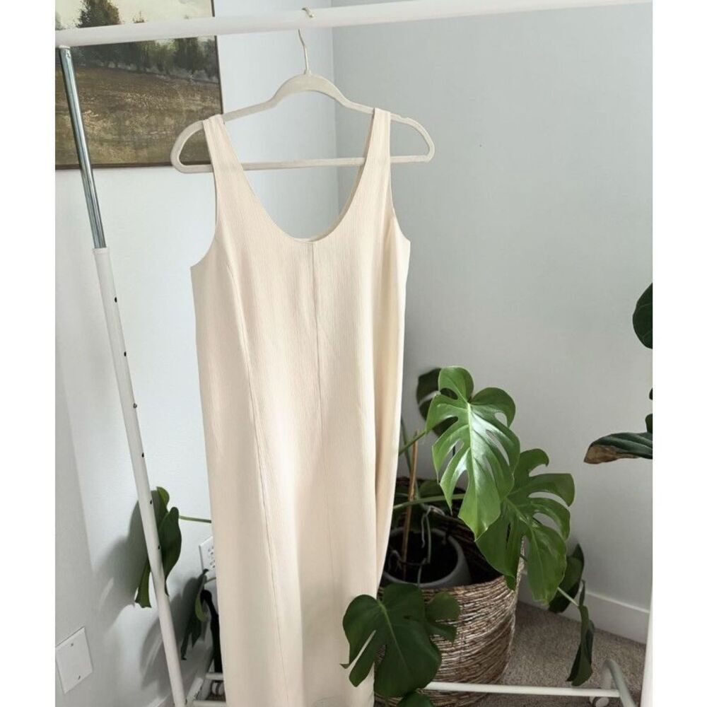 Ivory Formal Dress Resort Theory Tank Shift Midi Womens Small $395 Quiet Luxury